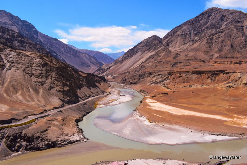 Zanskar river and Indus river confluence