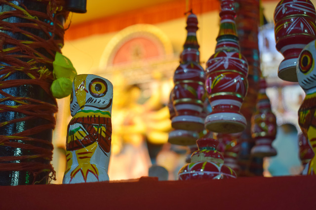 durga pandal with bengali decoration