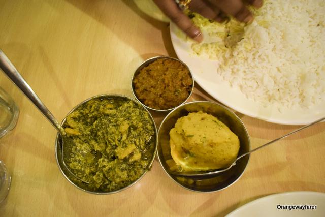 Chingri and Kochu pata bhorta in Kasturi restaurant in Kolkata