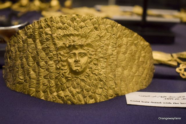 A headband made of pure gold and handcrafted, used by Eguptian Pherao Tutenkhamen and is on display at the Egyptian Museum