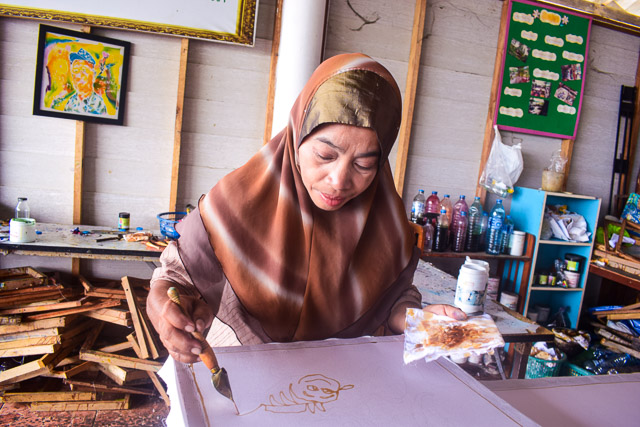 Batik printing by Muslim women at Koh Yai Yoi. Activities with Locals: Responsible tourism practice in Thailand