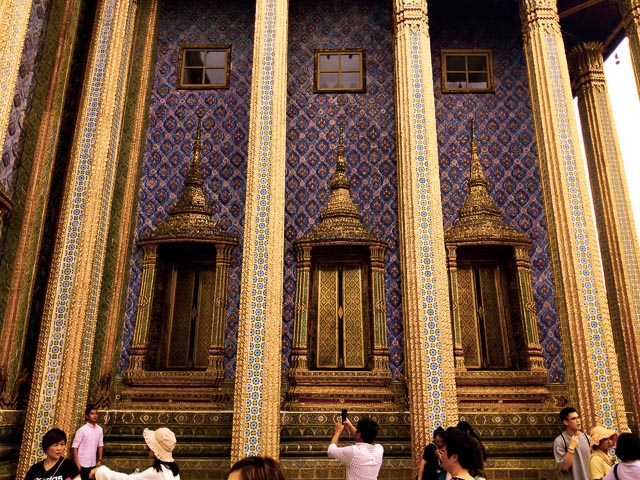 Blue Mosaic walls at Bangkok Grand Palace