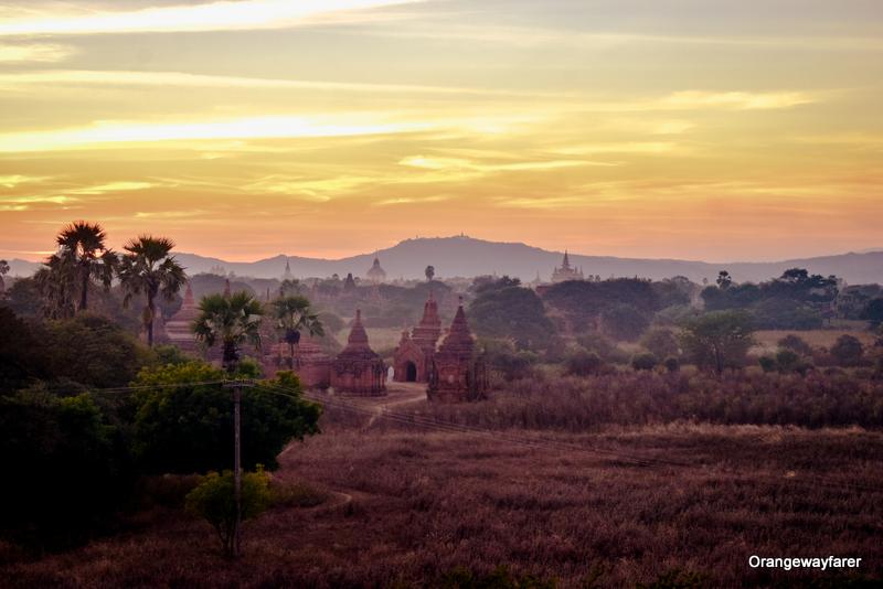 Sunset at bagan Myanmar from a secret temple