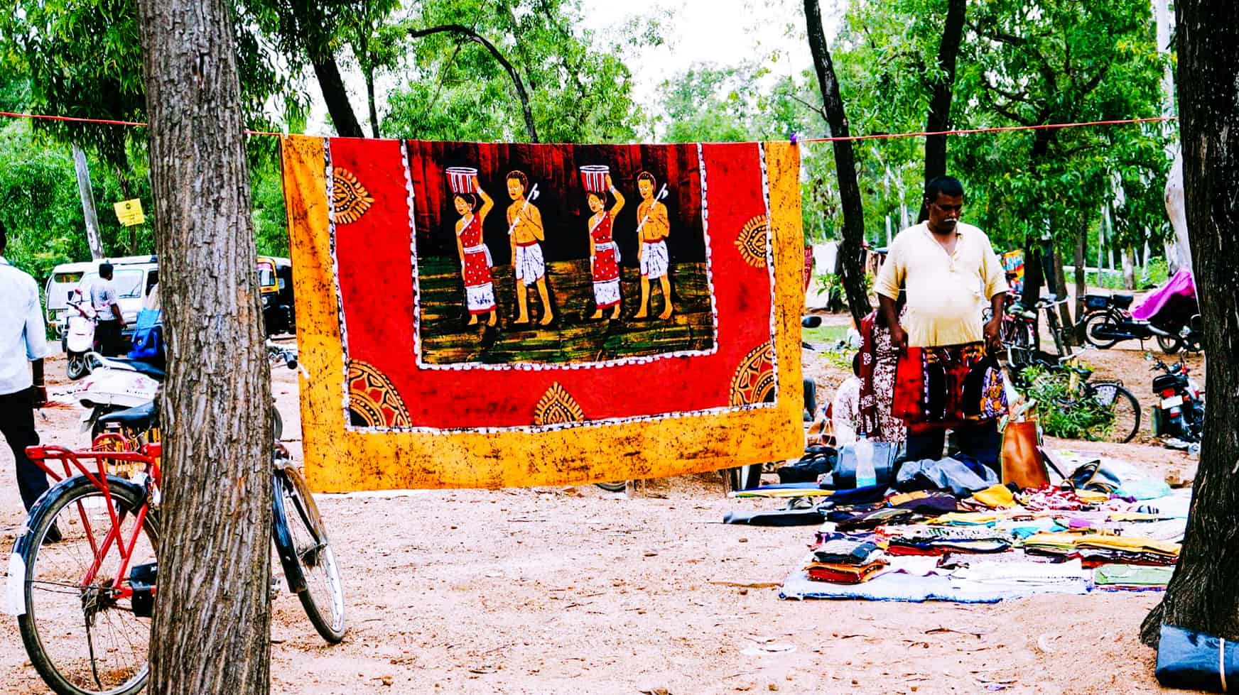 Batik Bed sheet that is handpainted and sold at Sonajhuri Hat during basanta utsav santiniketan