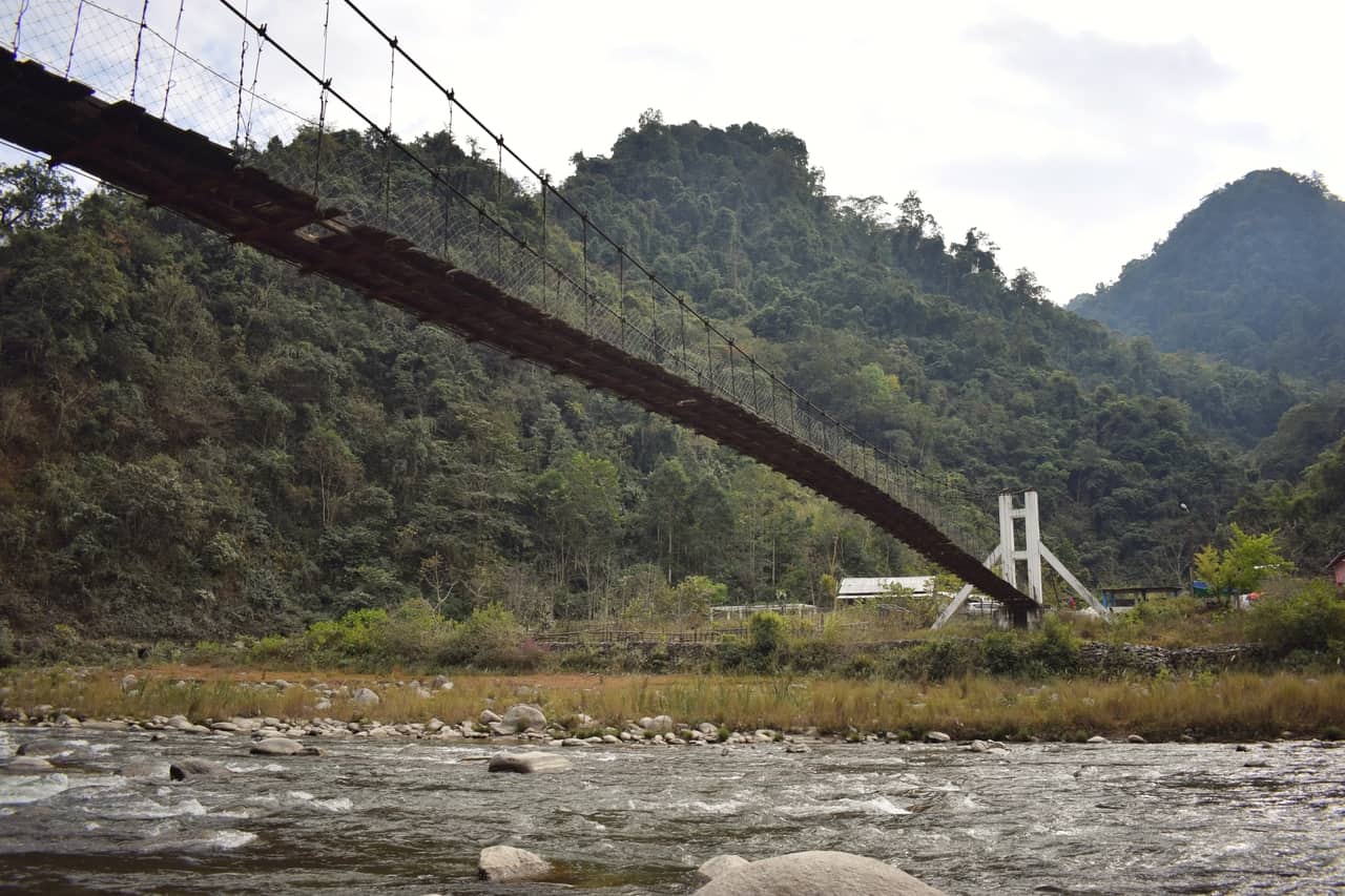 Jia Bharali river, Arunachal Pradesh, Rope bridge used by locals