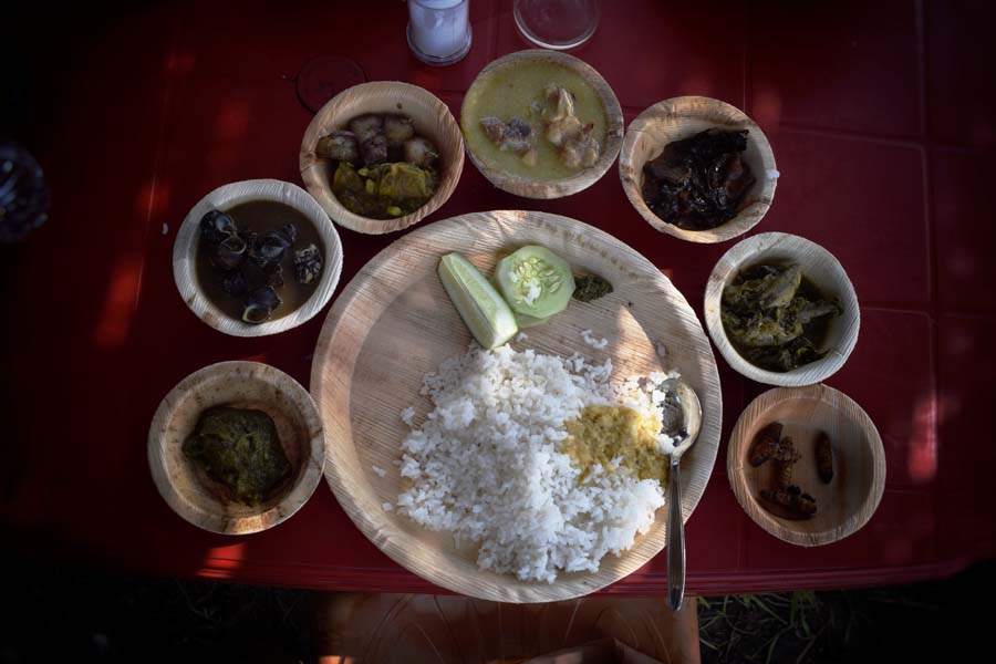 A sumptous Bodo Thali with authentic food from Bodo cuisine.