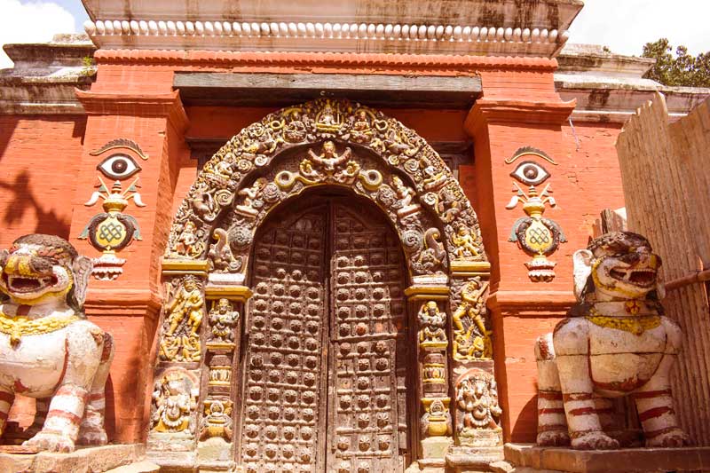 Beautiful traditional door in Nepal