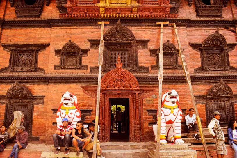 Durbar square nepal the door work with wood. This is a UNESCO heritage site