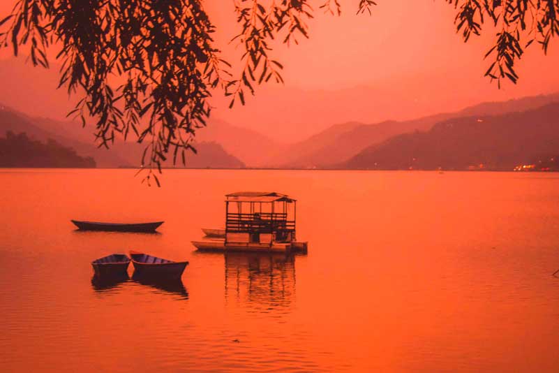 beautiful Sunset at Phewa lake Pokhara