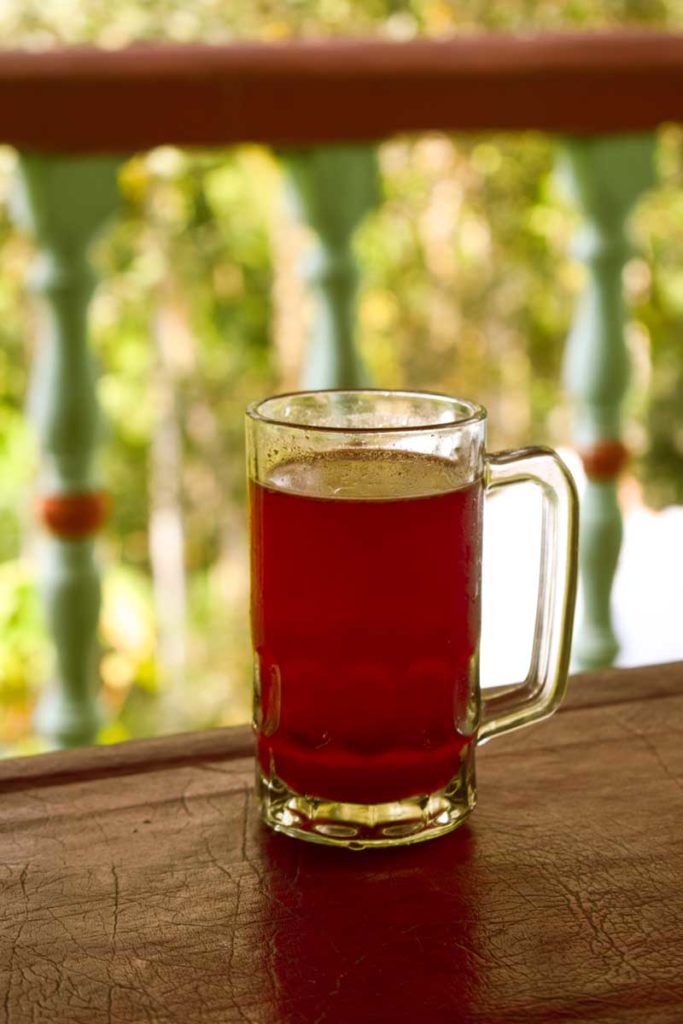 Kokum juice served at the Dandeli jungle camp. 