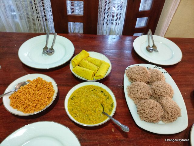 Traditional breakfast spread in Sri Lanka