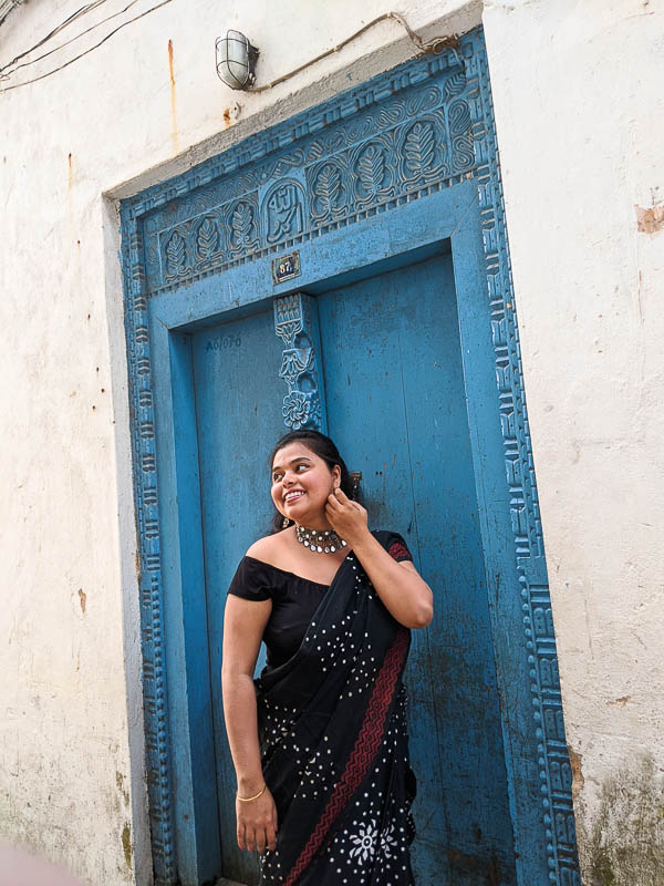 Indian women traveling in a saree