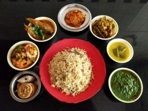 Bengali celebration thali with fish