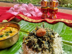 Bori diye lau shak bhapa cooked after the Bangal style