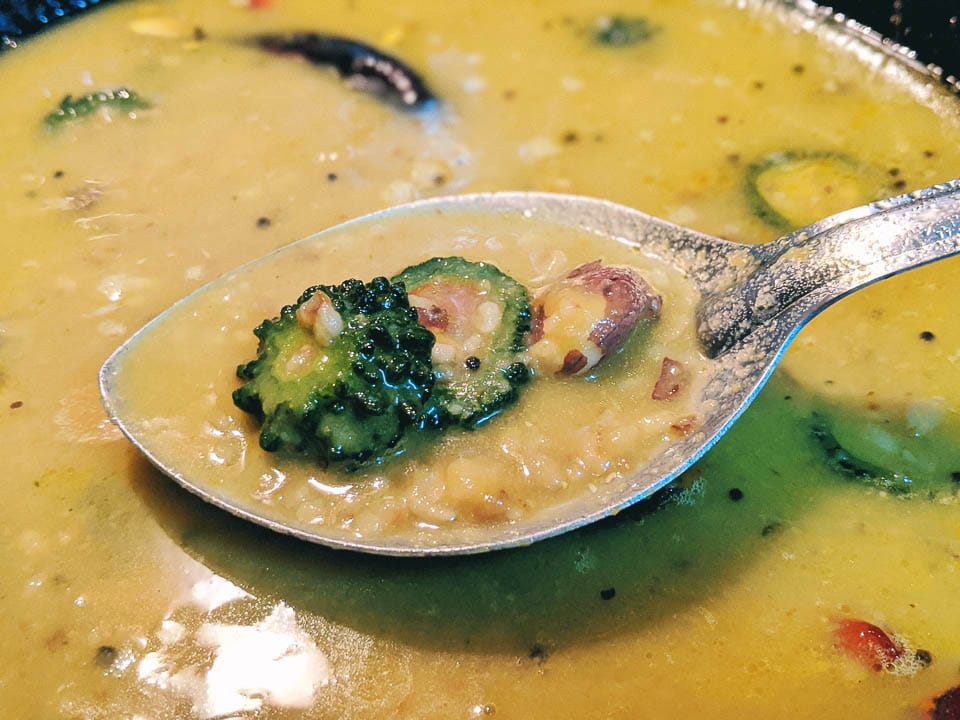 tetor daal with bitter gourd or ucche