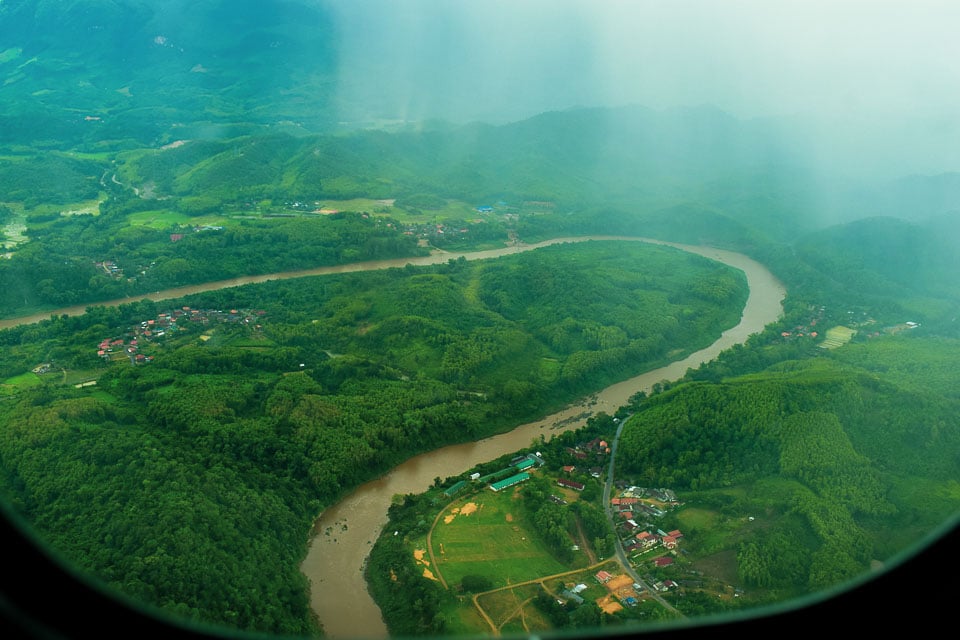 Mekong river seen from the top of Luang Prabang International airport