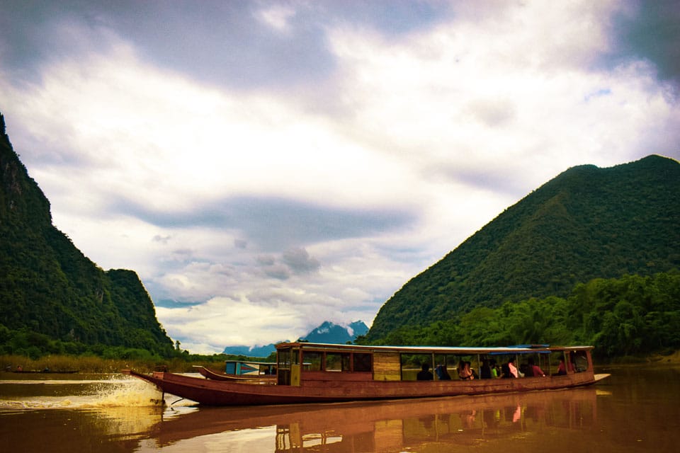 Nam Ou river and Nong Khiaw village, day tours from Luang prabang. Photography at Muang Ngoi Neua area. 