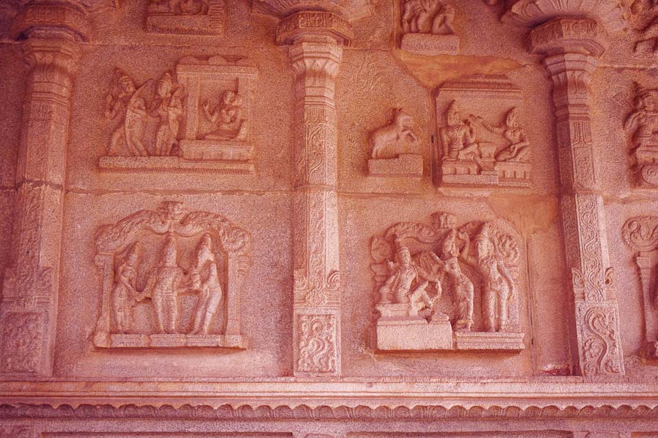 Wall panels in Hampi with epics written: Iconic monuments of India