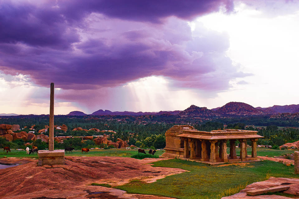 Sunset spots in hampi from the virupaksha temple hampi