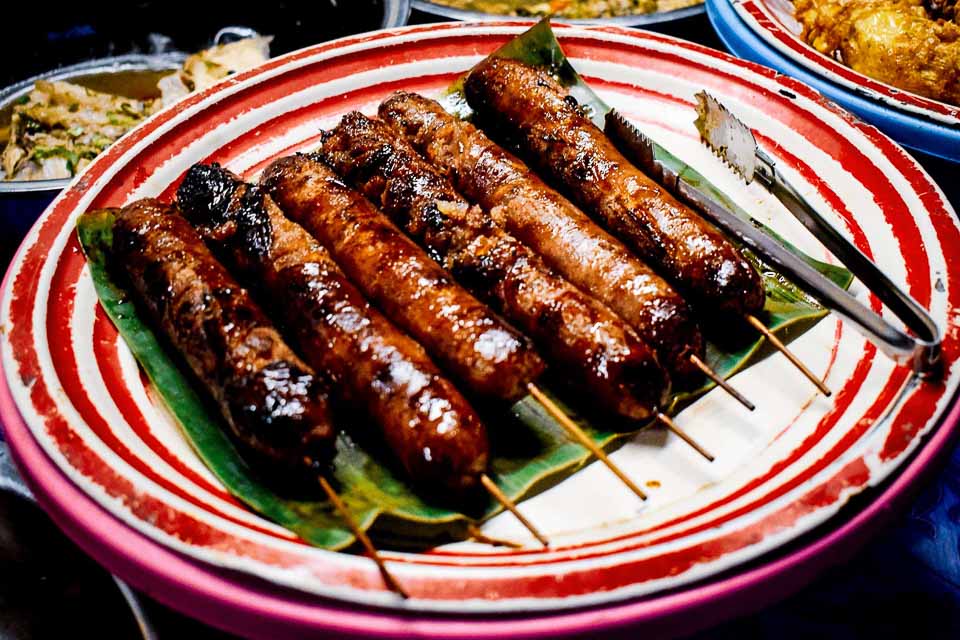 Water buffalo sausage in Luang Prabang Laos