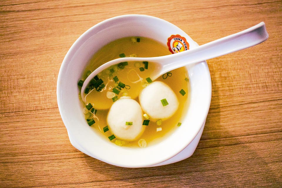 Fish ball soup served at the Bangkok Subarnabhumi airport