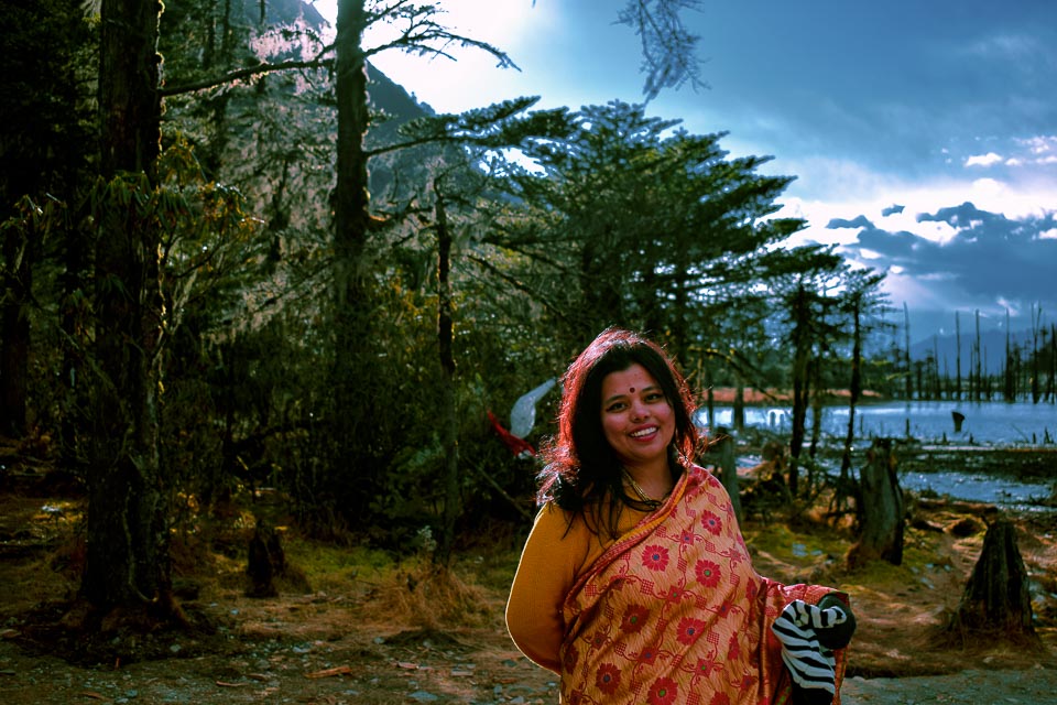 Standing in front of Madhuri Lake: You can only visit this part of Northeast India with an ILP in hand.