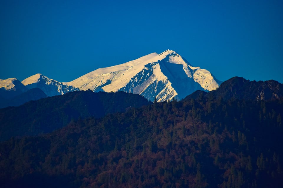 Sunset as seen from Bomdila: Gorichen peak