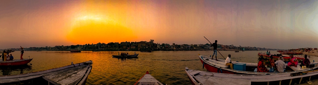 Sunset at the ghats of Varanasi