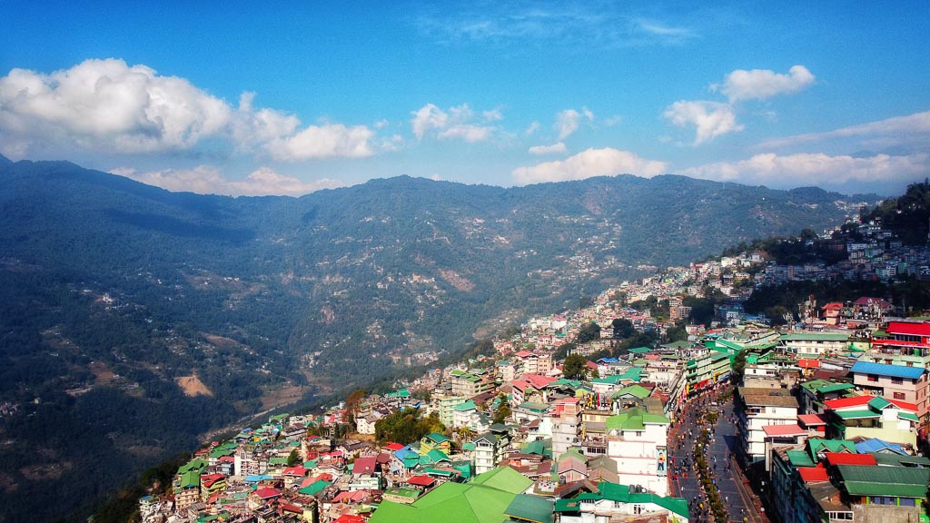 Drone shot of Gangtok Mall road