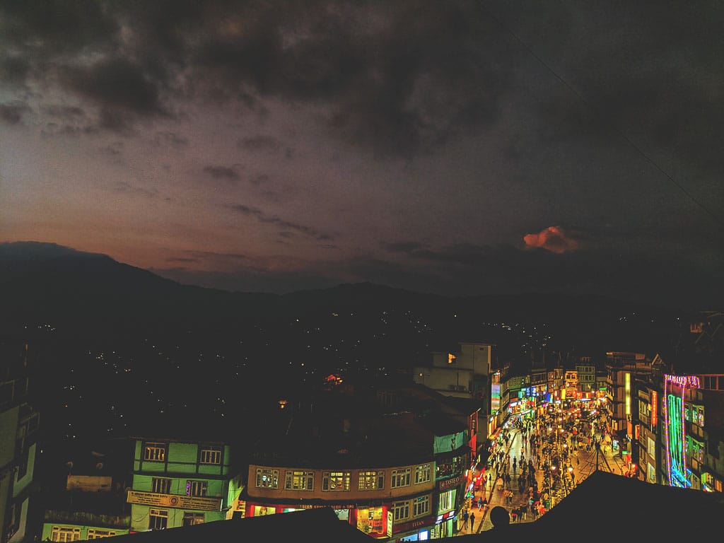 Sunset view of Gangtok Mall road