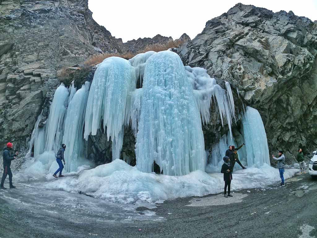 Kargil Travel Blog: Frozen Ice stupa on the way to kargil from Leh