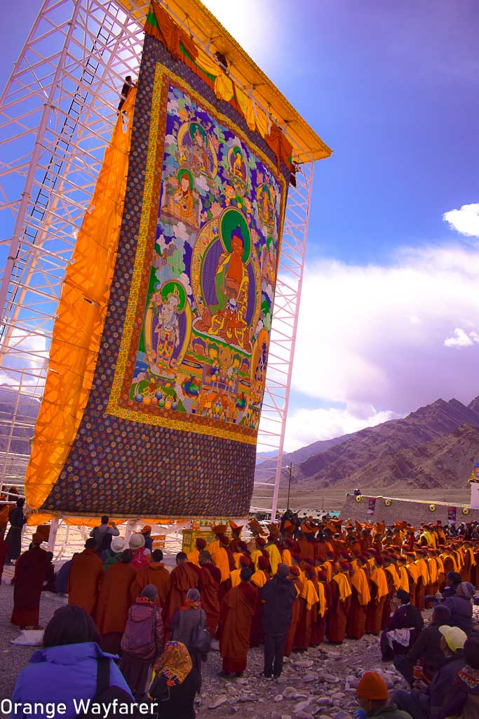 Handpainted Thankha raised at Hemis Monastery Ladakh during Naropa festival