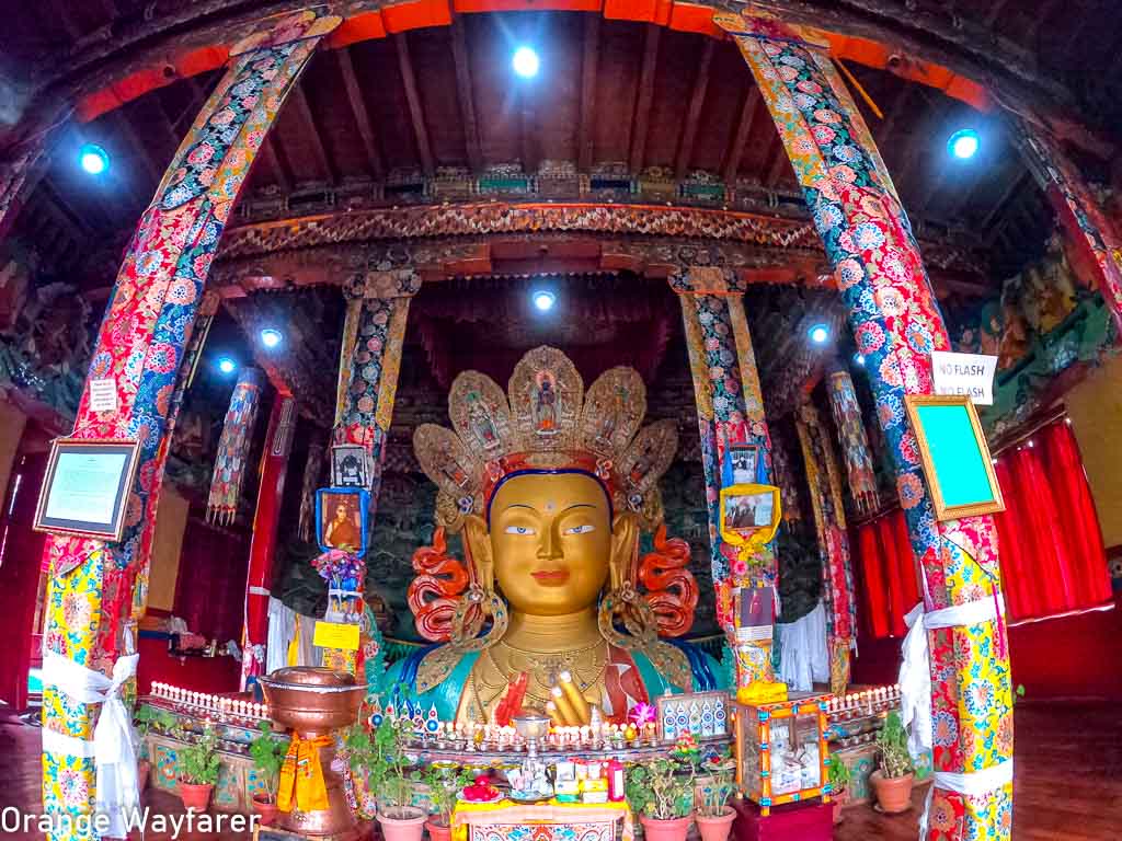 Maitreya buddha at Thiksey Monastery: most beautiful Buddhist Monastery in Ladakh