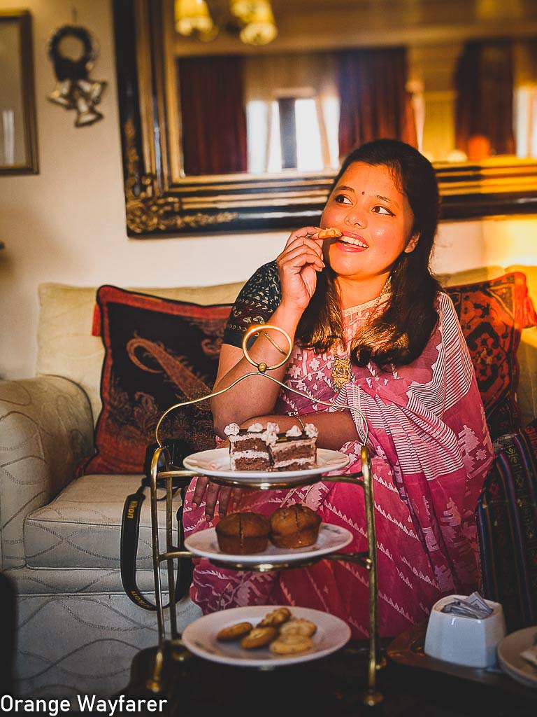 Pink Dhakai saree at Elgin Hotel Darjeeling