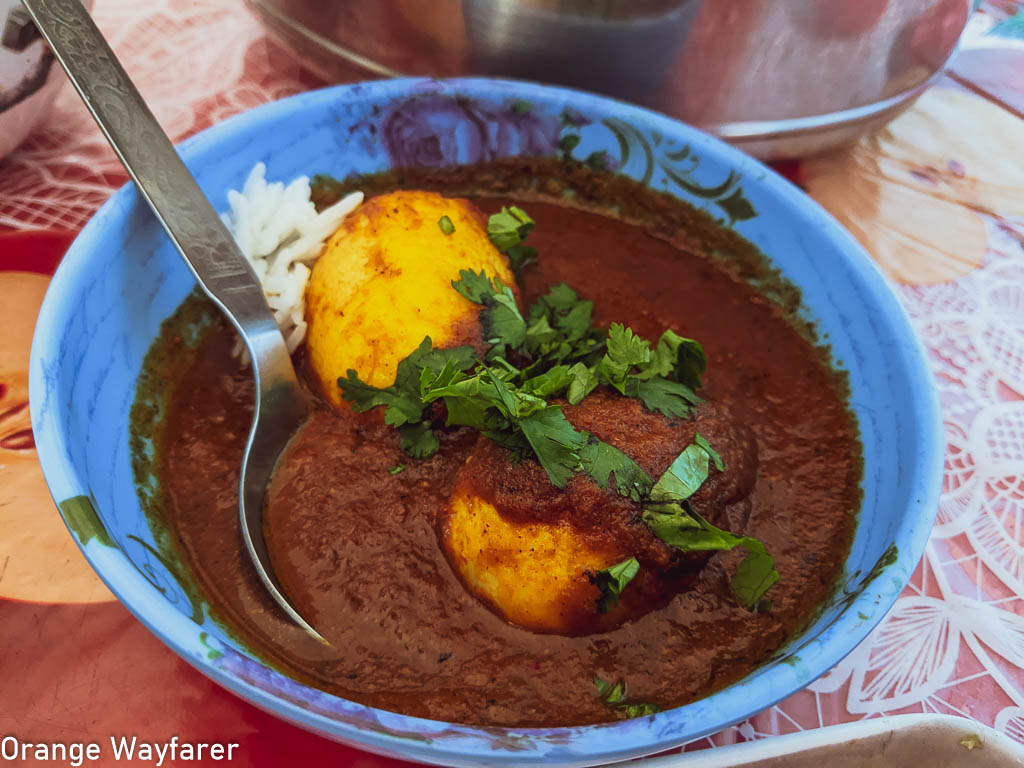 Egg Curry cooked at the homestay of Zuluk Sikkim